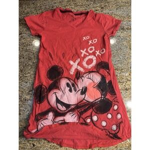 Disney Store Mickey Mouse Minnie‎ Mouse XO Red V Neck T Shirt Night Gown XS/S